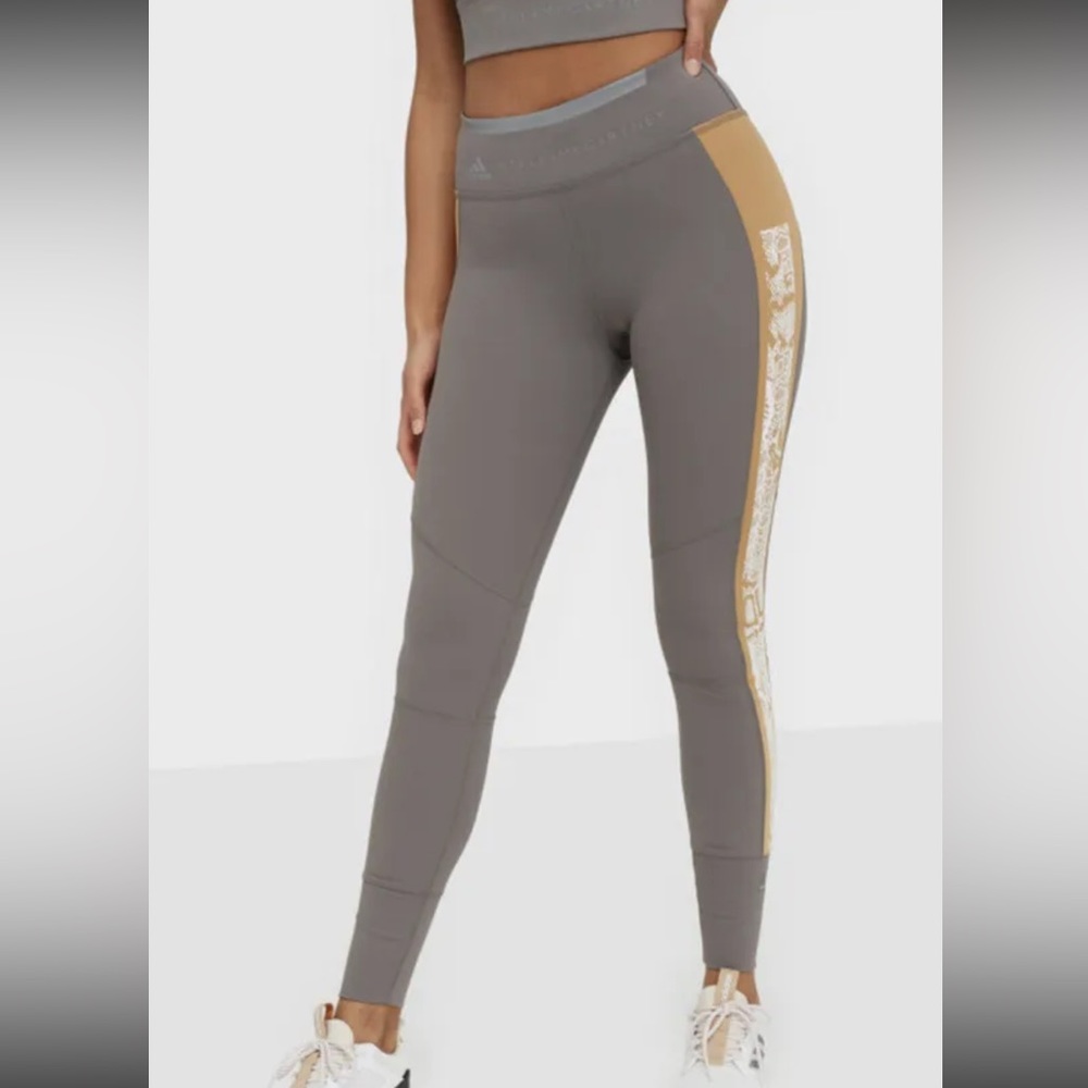 Adidas By Stella Mccartney Run Tight Heat Dry Small Gray Tan Snake Skin Leggings